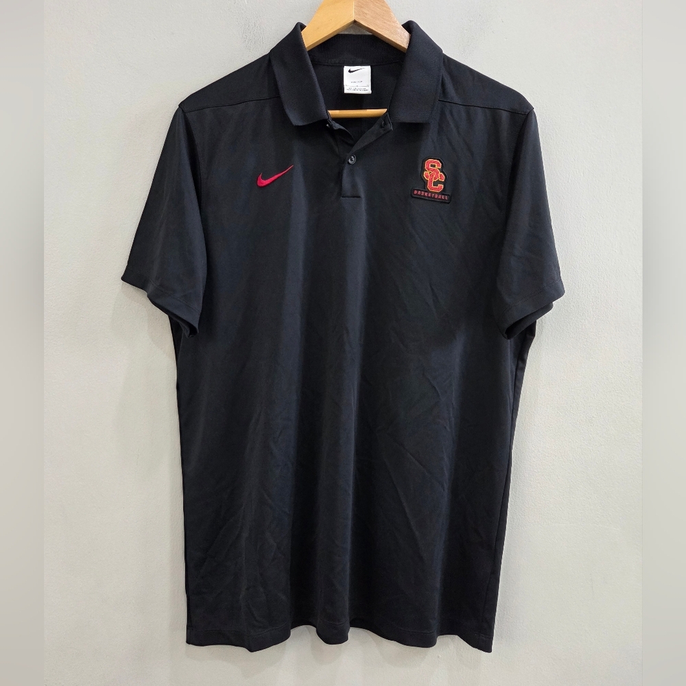 USC Trojans Nike Dri-Fit Performance Black Polo Basketball Shirt Men's Large